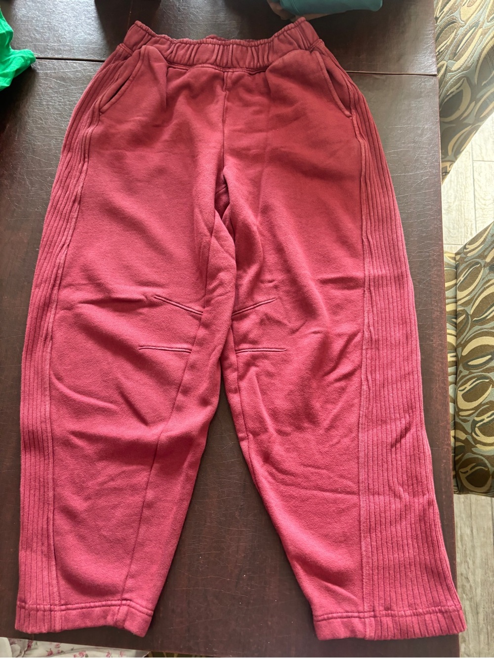 aerie Wide Leg Jogger Pants in Deep Rose